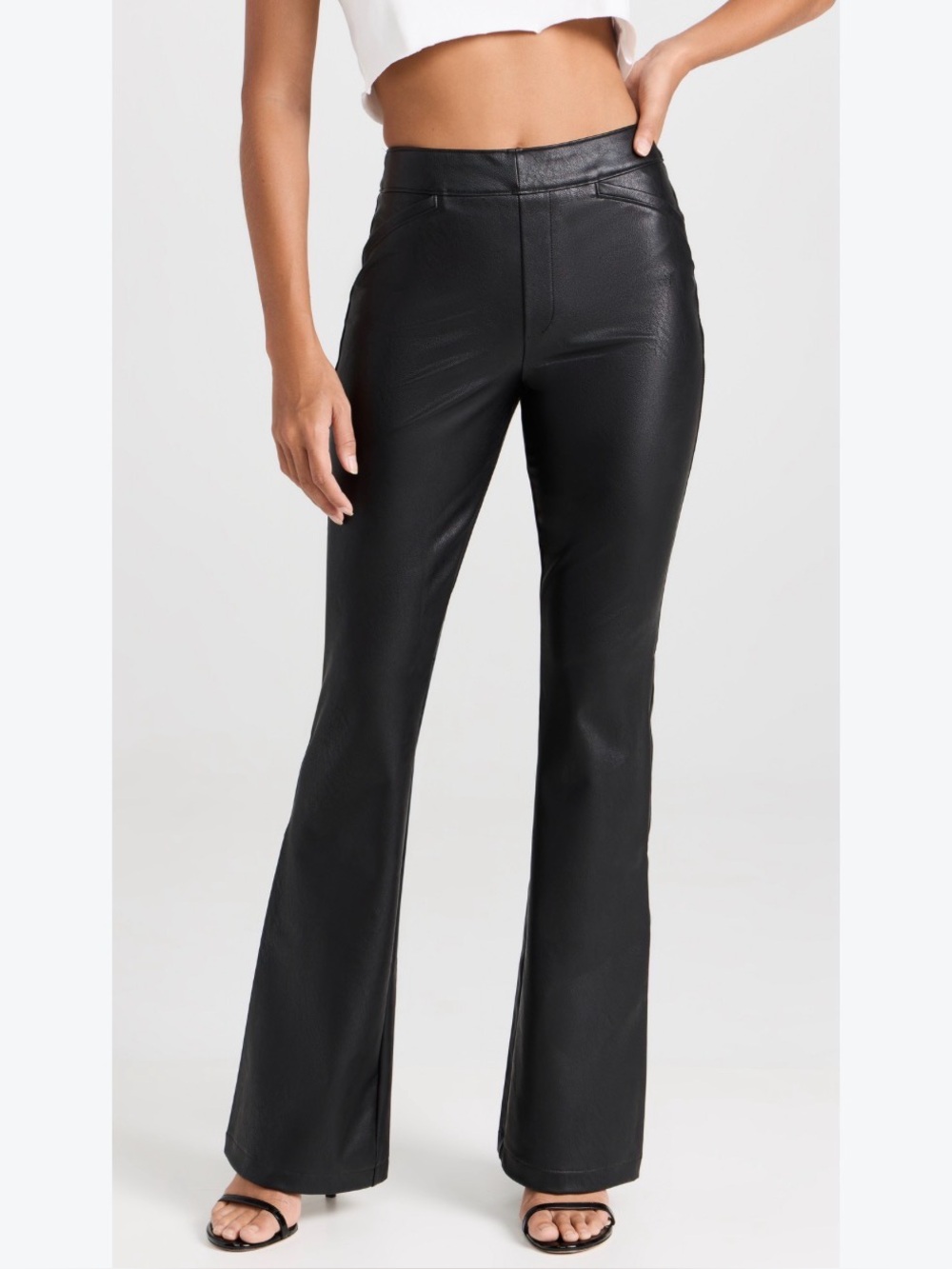NWT SPANX Black Faux Leather Flare Pants